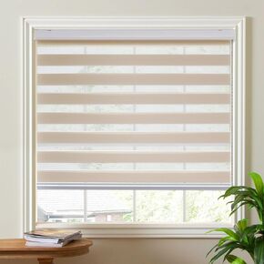 SHECUTE Zebra Blinds for Windows, 72H x 23W (Support Custom Size), Grey Dual Layer Zebra Window Shades, Light Filtering Room Darkening Day and Night Window Blinds for Home, Living Room, Bedroom