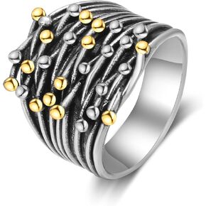 Wide Band Ring for Women Gold and Silver Rings Chunky Statement Ring Vintage Intertwined Design Cocktail Rings Jewelry Gift