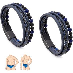 Long tiantian Humanic Bracelets for Men Natural Stone Bracelet Lymphatic Bracelets Lava Rock Bracelet Thermogenic Therapy Bangles Father's Day Gifts