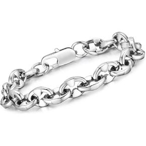 VNOX Silver Bracelet for Men - Special Pig Nose Design Link Chain Solid Mens Stainless Steel Bracelets Chunky Metal Wristband Trendy Jewelry Gifts for Boyfriend Teen Young Men,7.5/8.3/9 Inches