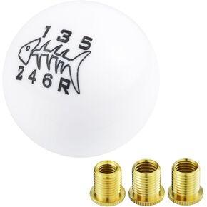 Arenbel Car Shift Ball 5 Speed Gear Lever Shifter Knob Manual Stick Handle Replacement Fit Most Auto Manual Vehicles, White