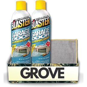 Blaster Garage Door Lubricant Spray 9.3 oz Bundle with Microfiber Cloth - Garage Door Lube for Tracks, Hinges, Rollers & Springs - Silicone Spray Lubricant for Metal Parts - (3 Items)