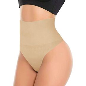 ShaperQueen103 Thong - Womens Basic Every-Day High-Waist Shapewear Trainer Tummy Control Thong Panty Underwear