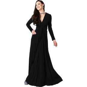KOH KOH Womens Long Sleeve Flowy Formal Evening Elegant Designer Maxi Dress