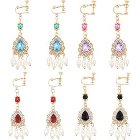 idealway 4-6 Pairs Indian Jhumka Jhumki Drop Dangle Earrings for Women Mexico Gypsy Enamel Earrings Ethnic Style Golden Ball Pendant Earrings Female