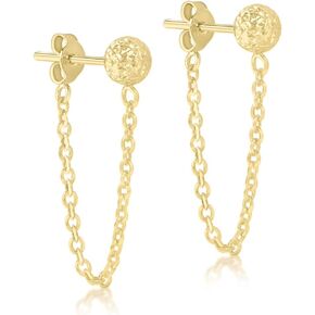 Carissima Gold Women's 9 ct Yellow Gold 6 mm Diamond Cut Ball and Chain Drop Earrings