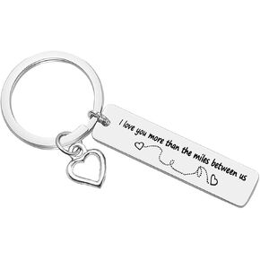 Nekoki Valentines Day Gifts Couple Keychain Long Distance Relationship Gift I Love You More Than The Miles Between Us Keychain for Girlfriend Boyfriend Trucker Husband Dad Gifts