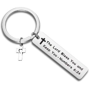 FEELMEM أرقام آية الكتاب المقدس 6:24 سلسلة مفاتيح الرب يباركك ويبقيك مجوهرات مسيحية هدية المعمودية هدية التعميد in Kuwait