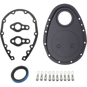 Black SBC Aluminum Timing Chain Cover Kit Fits SB Chevy 283 305 327 350 383 400