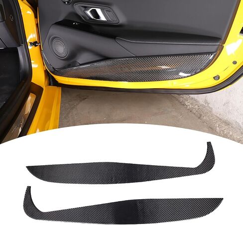 ملصق حماية لوحة حماية للباب الداخلي من ألياف الكربون الناعمة الحقيقية للسيارة مناسب لسيارة Toyota Supra GR A90 A91 MK5 2019-2022 ملحقات السيارة الداخلية قطعتان (النمط A (تغطية كاملة)) in Kuwait