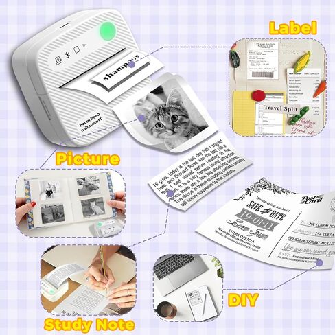 Sticker Printer with 7 Rolls Sticker Paper,Bluetooth Thermal Compatible with iOS & Android, Mini Pocket Portable and Inkless,Study for Flashcards, DIY, Notes in Saudi Arabia
