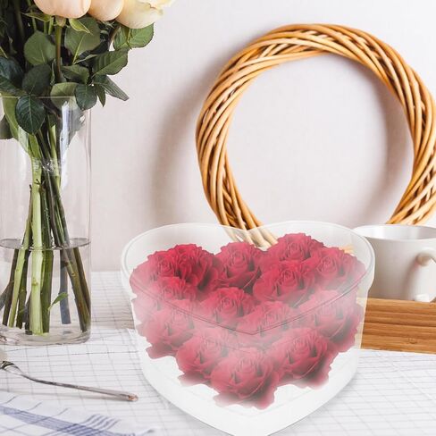 PRETYZOOM Heart Shaped Box Floral Arrangements Delicate Wedding Centerpiece Transparent Display Case Flowers Valentine Decorative Storage Box in Kuwait