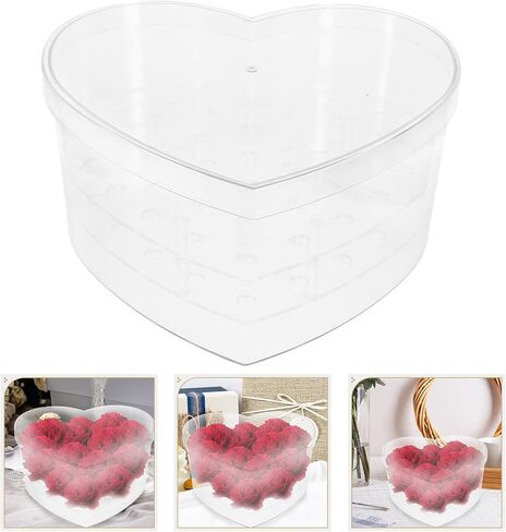 PRETYZOOM Heart Shaped Box Floral Arrangements Delicate Wedding Centerpiece Transparent Display Case Flowers Valentine Decorative Storage Box in Kuwait