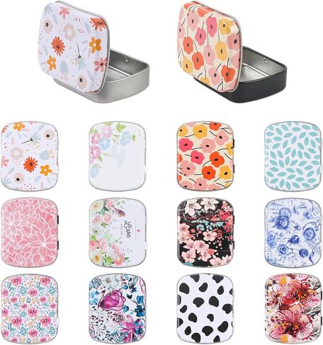 12 قطعة صندوق صغير من القصدير مع أغطية مستطيل صغير صفيح معدني حاويات تخزين علبة علب الصفيح الحلوى 12 نمط in Kuwait