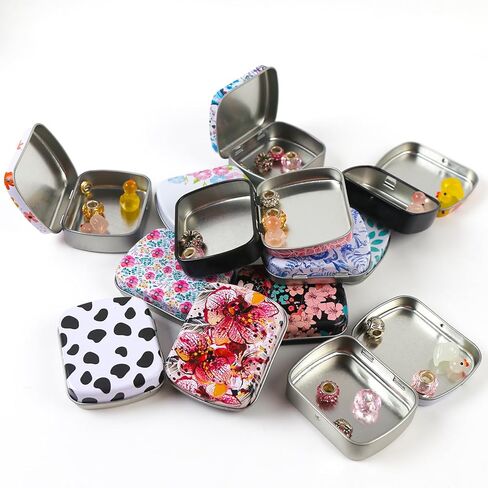 12 قطعة صندوق صغير من القصدير مع أغطية مستطيل صغير صفيح معدني حاويات تخزين علبة علب الصفيح الحلوى 12 نمط in Kuwait