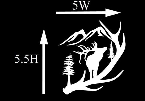 ملصق فينيل لصيد الغزلان من Thistle Brook Cottage Elk Mountain Antler في الهواء الطلق ملصق فينيل للسيارات والشاحنات وشاحنات الكمبيوتر المحمول باللون الأبيض 5.5H X 5W in Saudi Arabia