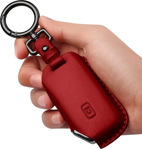 Tukellen لغطاء Kia Key Fob الجلدي، مع سلسلة مفاتيح متوافقة مع Cerato Ceed Forte NIRO Sorento Seltos Sportage Soul Telluride، مفتاح تحكم عن بعد - أحمر in Kuwait
