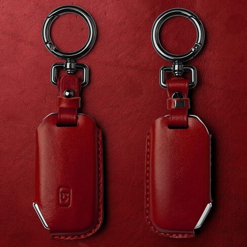 Tukellen لغطاء Kia Key Fob الجلدي، مع سلسلة مفاتيح متوافقة مع Cerato Ceed Forte NIRO Sorento Seltos Sportage Soul Telluride، مفتاح تحكم عن بعد - أحمر in Kuwait