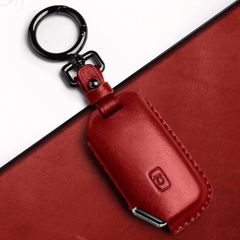 Tukellen لغطاء Kia Key Fob الجلدي، مع سلسلة مفاتيح متوافقة مع Cerato Ceed Forte NIRO Sorento Seltos Sportage Soul Telluride، مفتاح تحكم عن بعد - أحمر in Kuwait