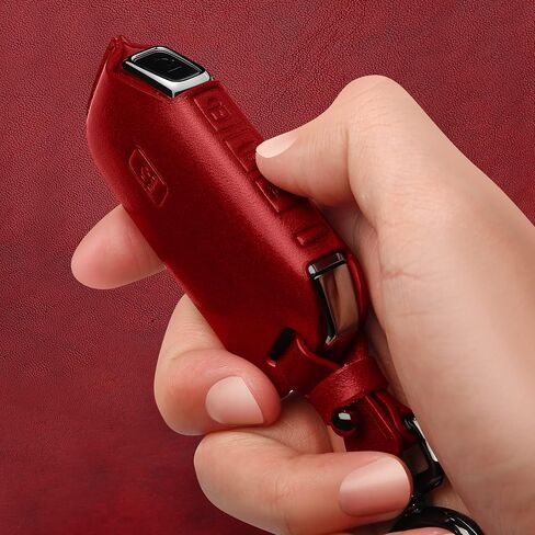 Tukellen لغطاء Kia Key Fob الجلدي، مع سلسلة مفاتيح متوافقة مع Cerato Ceed Forte NIRO Sorento Seltos Sportage Soul Telluride، مفتاح تحكم عن بعد - أحمر in Kuwait