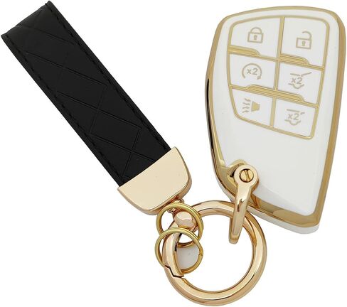 TPU Protective Key Fob Cover Case Compatible with Buick 2021 2022 Chevrolet Suburban Tahoe Keyless Entry Remote Key Fob (6 Button, White) in Kuwait