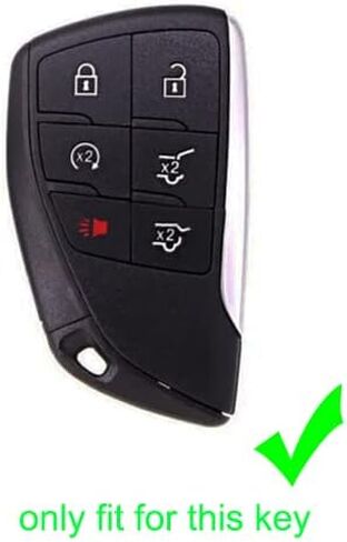 2Pcs Black Rubber Silicone 6 Buttons Smart Key Fob Cover Case Protector Keyless with Keychain Compatible with Chevrolet Chevy Suburban Tahoe 2021 2022 2023 in Saudi Arabia
