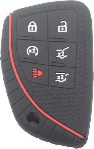 2Pcs Black Rubber Silicone 6 Buttons Smart Key Fob Cover Case Protector Keyless with Keychain Compatible with Chevrolet Chevy Suburban Tahoe 2021 2022 2023 in Saudi Arabia