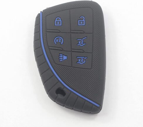 2Pcs Black Rubber Silicone 6 Buttons Smart Key Fob Cover Case Protector Keyless with Keychain Compatible with Chevrolet Chevy Suburban Tahoe 2021 2022 2023 in Saudi Arabia