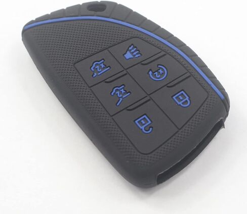 2Pcs Black Rubber Silicone 6 Buttons Smart Key Fob Cover Case Protector Keyless with Keychain Compatible with Chevrolet Chevy Suburban Tahoe 2021 2022 2023 in Saudi Arabia