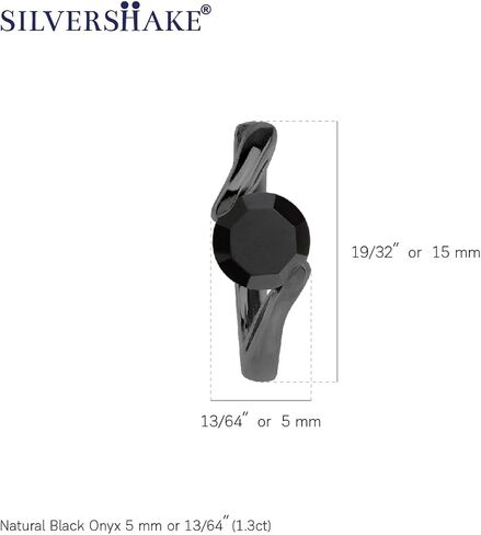 Silvershake 5MM شكل دائري الأحجار الكريمة مطلي بالذهب الأبيض أو الذهب الأصفر مطلي أو الروديوم الأسود مطلي 925 الفضة الاسترليني 0.6 بوصة Huggie O هوب أقراط مجوهرات للنساء in Saudi Arabia