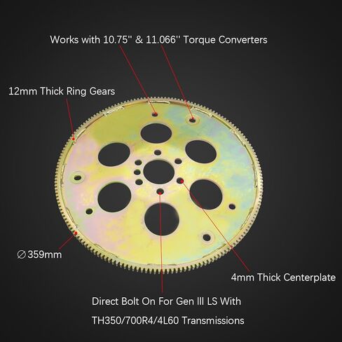 محول LS Flexplate مع مجموعة مسامير متوافقة مع محركات GM Gen lll LS1/ LS6/ LS2 ومحركات الشاحنات 5.3/6.0، مجموعة محول ناقل الحركة TH350 700R4 200-4R 4L60 استبدال 91604000 57534610 in Kuwait