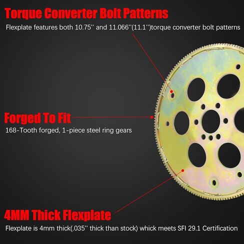 محول LS Flexplate مع مجموعة مسامير متوافقة مع محركات GM Gen lll LS1/ LS6/ LS2 ومحركات الشاحنات 5.3/6.0، مجموعة محول ناقل الحركة TH350 700R4 200-4R 4L60 استبدال 91604000 57534610 in Kuwait