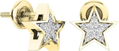Dazzlingrock Collection 0.07 Cttw Round White Diamond Star Stud Earrings for Women in 14K Solid Gold in Saudi Arabia