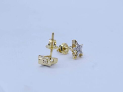 Dazzlingrock Collection 0.07 Cttw Round White Diamond Star Stud Earrings for Women in 14K Solid Gold in Saudi Arabia