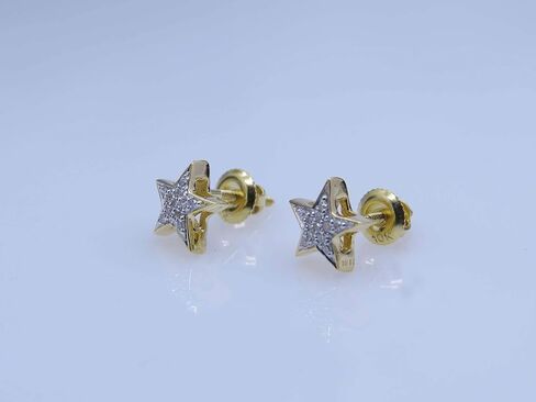 Dazzlingrock Collection 0.07 Cttw Round White Diamond Star Stud Earrings for Women in 14K Solid Gold in Saudi Arabia