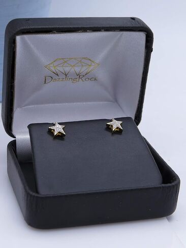 Dazzlingrock Collection 0.07 Cttw Round White Diamond Star Stud Earrings for Women in 14K Solid Gold in Saudi Arabia