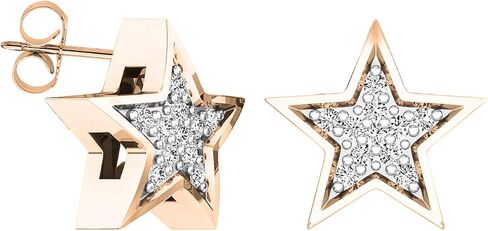 Dazzlingrock Collection 0.07 Cttw Round White Diamond Star Stud Earrings for Women in 14K Solid Gold in Saudi Arabia