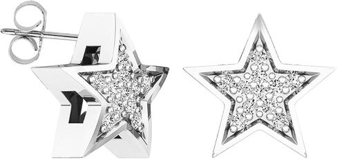Dazzlingrock Collection 0.07 Cttw Round White Diamond Star Stud Earrings for Women in 14K Solid Gold in Saudi Arabia