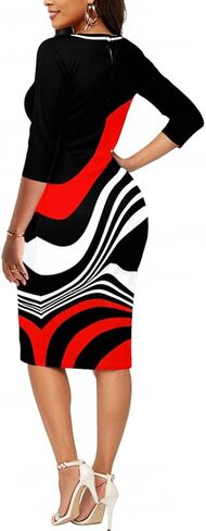 Bodycon Print Dresses for Women Elegant Midi Pencil Dress Outfits Business Casual Clubwear in Saudi Arabia