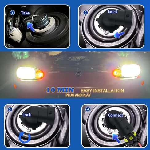 9005/HB3 LED Bulbs, 16000LM 600% Brighter 6000K Cool White IP68 Waterproof Plug and Play Replacement Light Bulb Low Beam Bulb Replacement Pack of 2 in Saudi Arabia