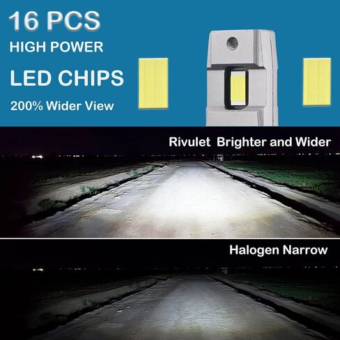9005/HB3 LED Bulbs, 16000LM 600% Brighter 6000K Cool White IP68 Waterproof Plug and Play Replacement Light Bulb Low Beam Bulb Replacement Pack of 2 in Saudi Arabia