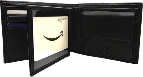 Nappa Leather Bifold Wallet with Coin Pocket for Men - 2 Spacious Cash Compartments, 11 Card Slots with RFID protection, Driving Licence Window, High-end Finish in Saudi Arabia