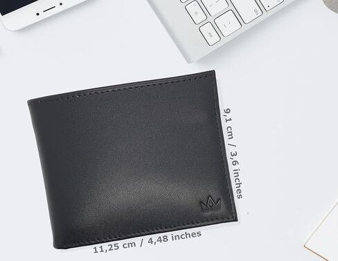 Nappa Leather Bifold Wallet with Coin Pocket for Men - 2 Spacious Cash Compartments, 11 Card Slots with RFID protection, Driving Licence Window, High-end Finish in Saudi Arabia