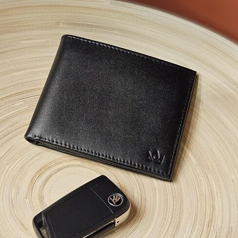 Nappa Leather Bifold Wallet with Coin Pocket for Men - 2 Spacious Cash Compartments, 11 Card Slots with RFID protection, Driving Licence Window, High-end Finish in Saudi Arabia