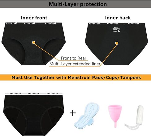 Nalwort Teen Girls Period Underwear Menstrual Period Panties Leak-Proof Organic Cotton Protective Briefs Pack of 6 in Kuwait