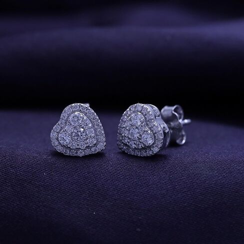 Heart Stud Earrings 0.40 Carat (ctw) Lab Grown Diamond Stud Earrings For Women In 14k White Gold Over 925 Sterling Silver Jewelry Gifts For Her in Kuwait