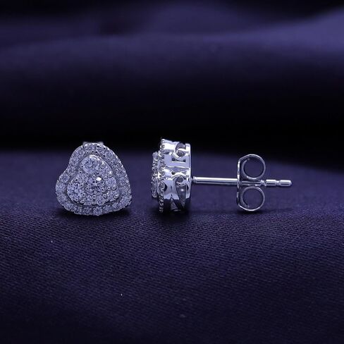 Heart Stud Earrings 0.40 Carat (ctw) Lab Grown Diamond Stud Earrings For Women In 14k White Gold Over 925 Sterling Silver Jewelry Gifts For Her in Kuwait