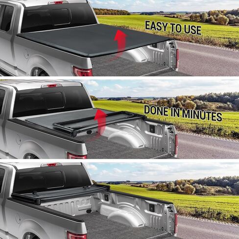 غطاء سرير ناعم ثلاثي الطي لشاحنة 2007-2024 سيلفرادو/سييرا 1500 5.8 بوصة/69.3 بوصة، غطاء سرير ثلاثي الطي متوافق مع سيلفرادو/سييرا 1500 سرير 5.8FT 2022 2023 2024 in Kuwait