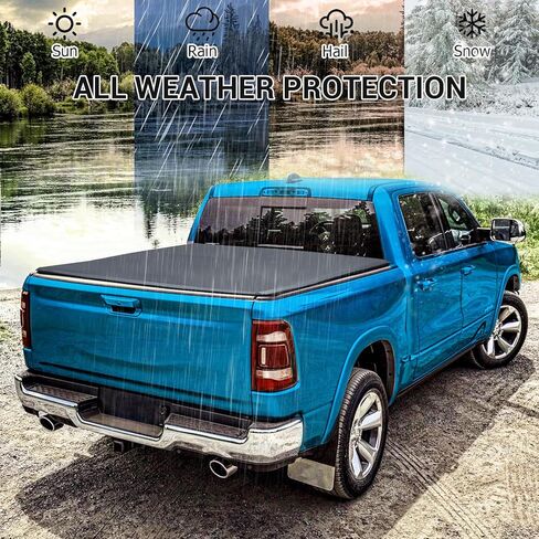 غطاء سرير ناعم ثلاثي الطي لشاحنة 2007-2024 سيلفرادو/سييرا 1500 5.8 بوصة/69.3 بوصة، غطاء سرير ثلاثي الطي متوافق مع سيلفرادو/سييرا 1500 سرير 5.8FT 2022 2023 2024 in Kuwait