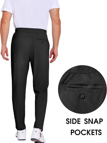 PINSPARK Men's Sweat Elastic Waist Golf Pants Stretch Relaxed Fit Pull on No Belt Loops Casual Dress Pants with Pockets in Saudi Arabia